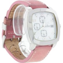 Skagen Mother Of Pearl Pink Leather Band Chronograph Ladies Watch Model 557uslp