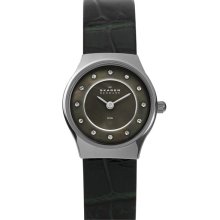 Skagen Round Leather Strap Watch, 28mm Grey