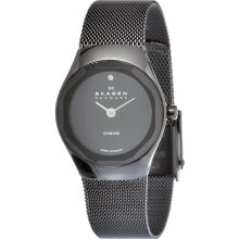 Skagen Women's 432SBSB Quartz Stainless Steel BLACK Dial Watch - 432SB