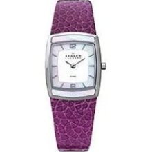 Skagen Women's Plum Leather Strap Watch ...