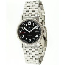 Skytimer Mens Automatic Pilot Stainless Watch - Silver Bracelet - Black Dial - SKY507685018