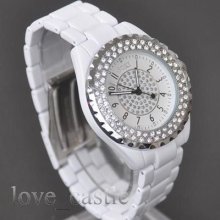 Soki Fashion White Crystal Analog Quartz Womens Ladies Band Watch W089