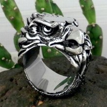 Solid Silver Plus Fierce Huge Heavy Screamin Eagle Ring Size-10 Design