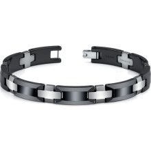 Sophisticated Tungsten and Ceramic Link Bracelet Style SB3438