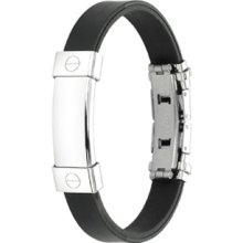 Spikes 316L Stainless Steel ID Plate Rubber Bracelet