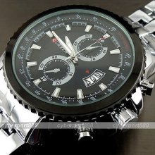 Sport Water Quartz Hours Date Hand Luxury Clock Men Steel Wrist Watch Wg186