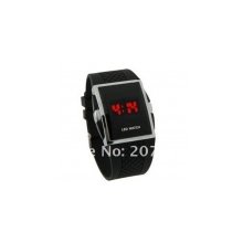 square stainless steel back red led men's digital electronic led watch