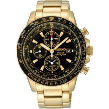 SSC008P2 SSC008 Seiko Flightmaster Chronograph Gold Plated Pilot Watch