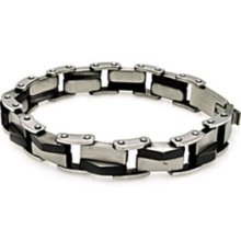 Stainless Steel 2 Tone Men's Link Bracelet (8.5 inches x