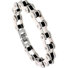 Stainless Steel And Rubber Bicycle Chain Bracelet Bss63