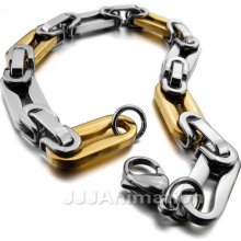 Stainless Steel Bangle Bracelet Chain Men Biker Silver Gold Xb0192-1