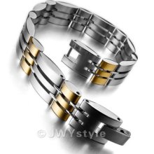 Stainless Steel Bangle Bracelet Cuff Chain Men Silver Gold Link Us39b0155-1