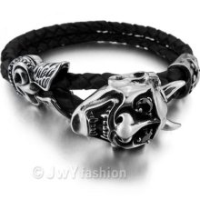 Stainless Steel Bangle Bracelet Wrist Chain Men Silver Skull Devil Xb0175-2