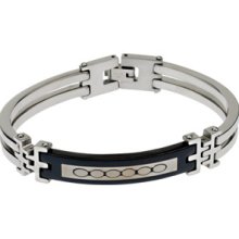 Stainless Steel Black Carbon Fiber Men's Bracelet