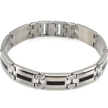 Stainless Steel Black Enamel Men's Bracelet