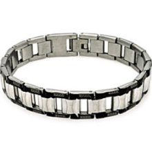 Stainless Steel Celtic Design w/ Black Border Men's Link Bracelet