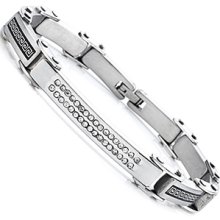 Stainless Steel Mens Bracelet with Cubic Zirconia