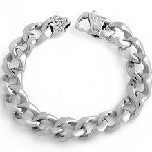 Stainless Steel Mens Large Curb Link Bracelet