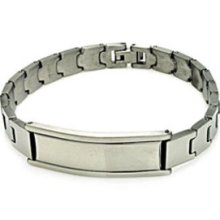 Stainless Steel Men's Link ID Bracelet (8.5 inches x 13