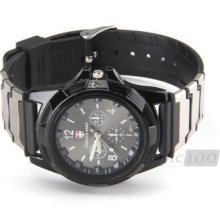 Stainless Steel Rubber Men Quartz Watch Wristwatch 40mm