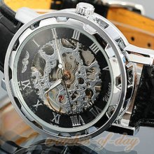 Steampunk Classic Elegant Men's Dress Style Skeleton Mechanical Watch