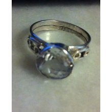 Sterling Silver .925 White Quartz Solitare Ring Size 8