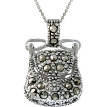 Sterling Silver & Marcasite Novelty Purse Pendant