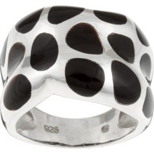 Sterling Silver Black Resin Spotted Ring (XRCN0138-SIL - sz