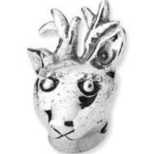 Sterling Silver Reindeer Reflection European Bead Charm For Bracelet Qrs1970