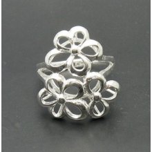 Sterling Silver Ring Flower 925 Size 4 - 10