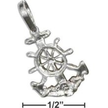 Sterling Silver Small Mariner's Cross Pendant Charm Necklace