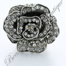 Stretch Ring Rose Premier Flower Floral Crystal Clear Beauty For Ashes Design