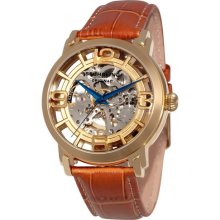 Stuhrling 165b2 3335k31 Winchester Auto Skeleton Brown Leather Mens Watch