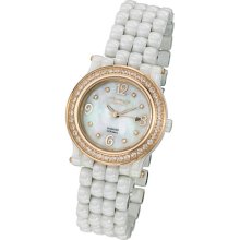 Stuhrling 955 12e3w7 Womens Vogue Audrey Grace Ceramic Quartz Diamond Mop Watch