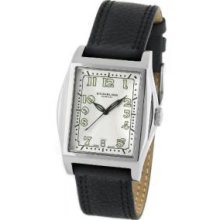 Stuhrling Original 121A.32152 Ladies Basilica II Swiss Quartz Silver Dial with Black Hands and Numerals on a Black Strap