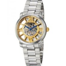 Stuhrling Original 280B.331131 Mens Stainless Steel Caseandamp;#44; Winchester Decorum Automatic Skeleton Goldtone Stainless Steel