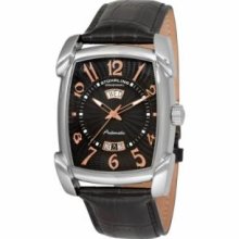 Stuhrling Original 98XL.33151 Mens Classic The Madison Slim Swiss Quartz with Stainless Steel Case Black Dial and Black Leather Strap Watch