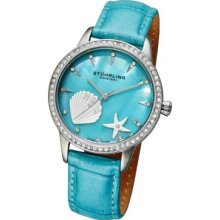 Stuhrling Original Women's Verona La Playa Quartz Crystal Accent Leather Strap Watch