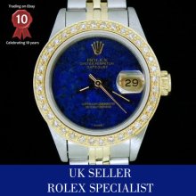 Stunning Ladies Lapis Dial Steel & Gold Diamond Rolex Datejust Watch - Uk Dealer