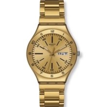 Swatch Men's Gold Tone Dial Stainless Steel Band Round Case Watch Ygg706g