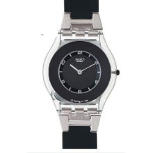 Swatch S Pure Black Sfk116 Ladies Steel Bracelet Plastic Case Watch