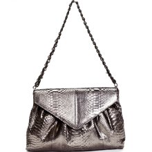 TARA - Metallic Steel Grey (Python Belly) - Python - Gray