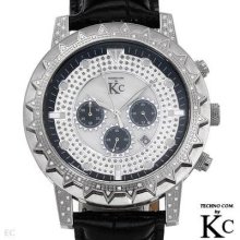 Techno Com By Kc Men's Genuine Diamond Chronograph Watch W/day - .35 Cwt