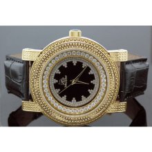 Techno Master Mens Jumbo Size Yellow Gold plated Diamond Watch