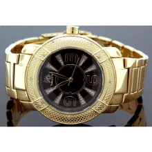 Techno Master Mens Yellow Gold plated Diamond Watch