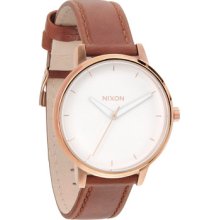 The Kensington Leather Watch for Women - One Size - Rose Gold / White