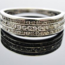 Three Row Channel Set Vintage Art Deco Era Wedding Band RGDI161D