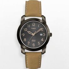 Timex Black Leather Watch - T2p133 - Men