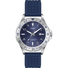 Timex Classic Men's Quartz Watch With Blue Dial Analogue Display And Blue Silicone Strap T2p032pf