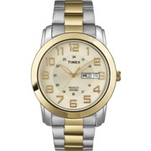 Timex Men's 2-tone Bracelet Watch, Indiglo, Day/date, T2n439